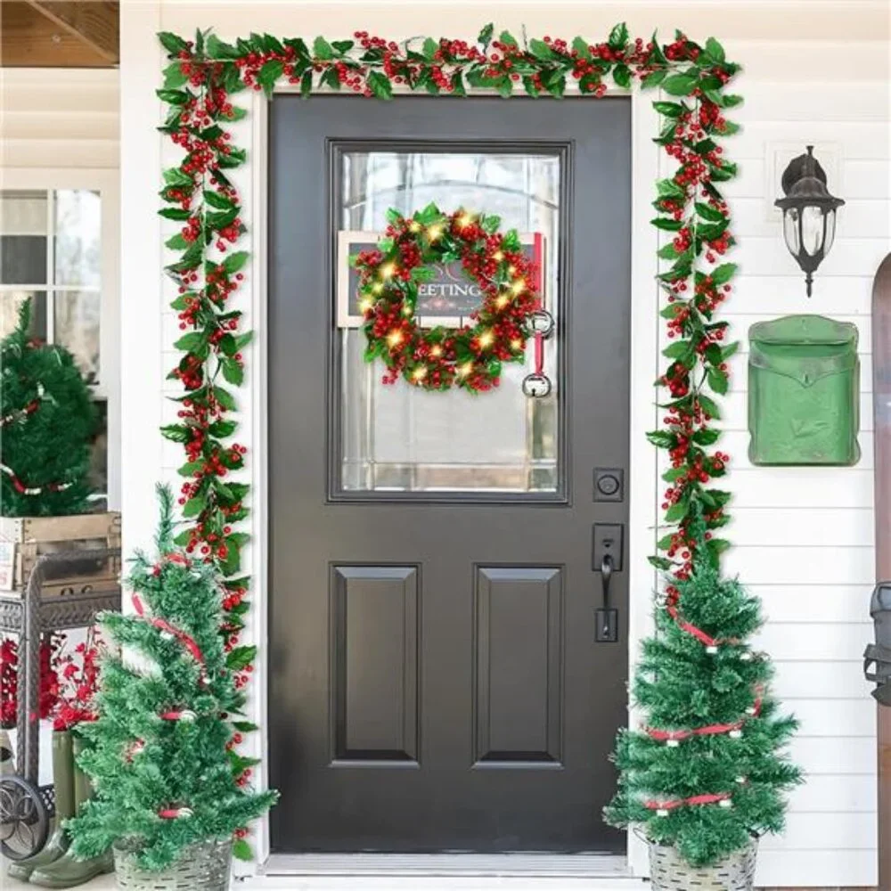 5.6Ft Christmas Holly Red‎ Berry Realistic Garland for Indoor/Outdoor Decor